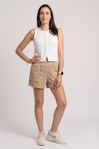 Shorts Varanasi Veludo Bege